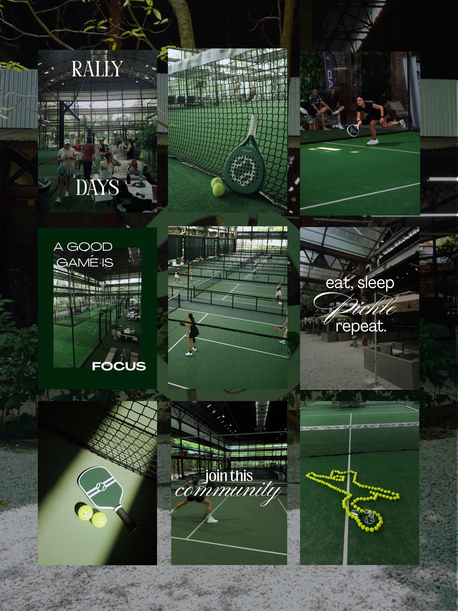 PickleDepot community collage: rally days, courts, and players