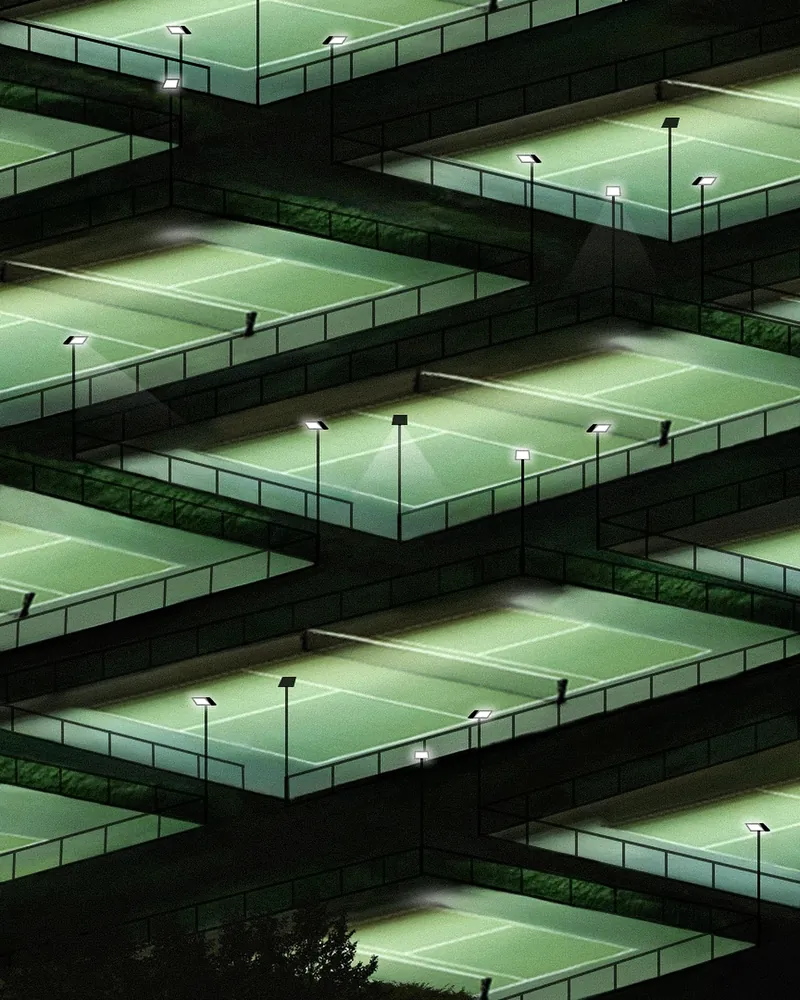 Courts lit at night